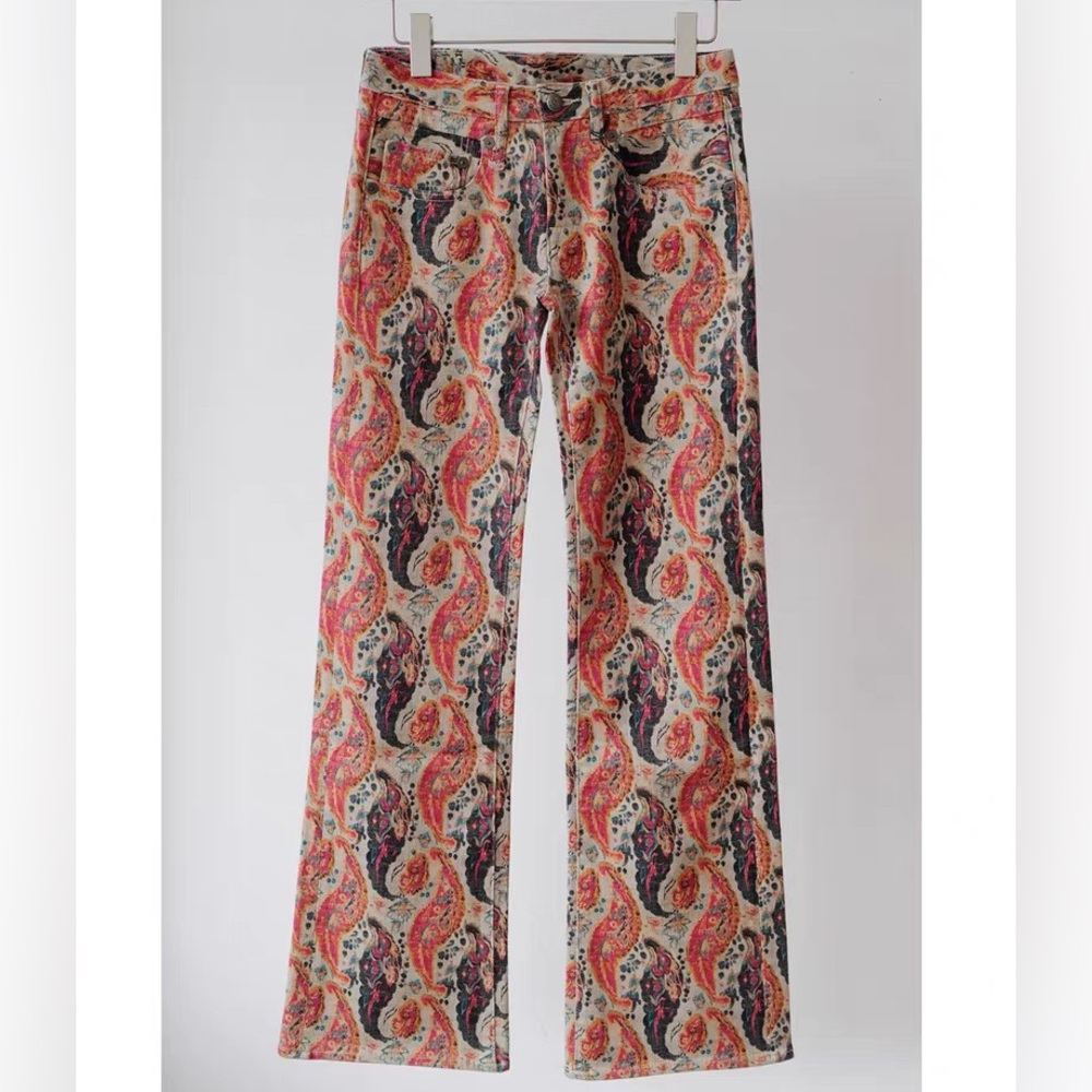 R13 Paisley Print Boy Flare Pants - Picture 5 of 9